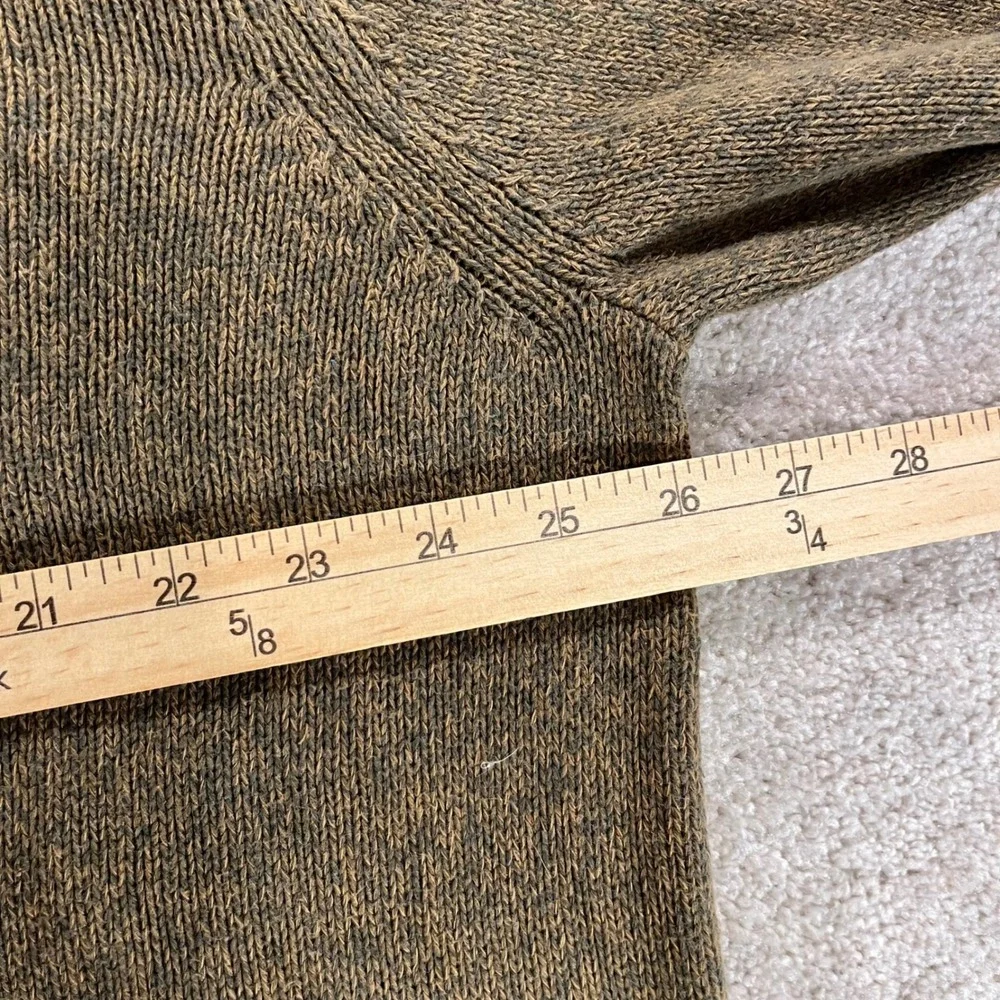 Eddie Bauer Quarter Zip Sweater Mens XL Olive Green 100% Cotton Knit